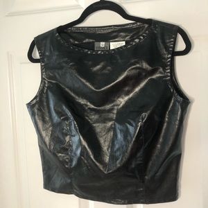 Versace Jeans vintage shiny black crop top